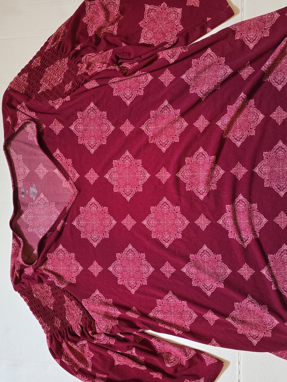 EVRI Rose Pink Medallion Print Long Sleeve Tunic